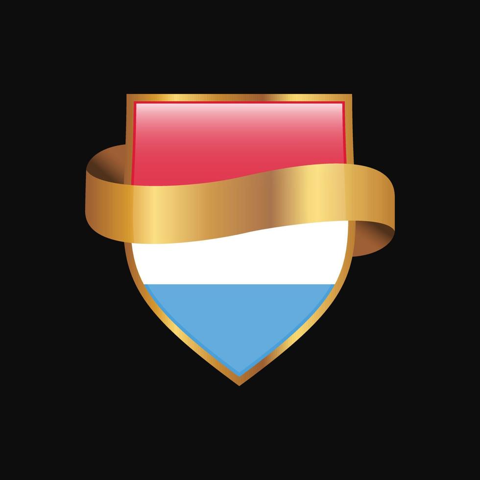 Luxembourg flag Golden badge design vector