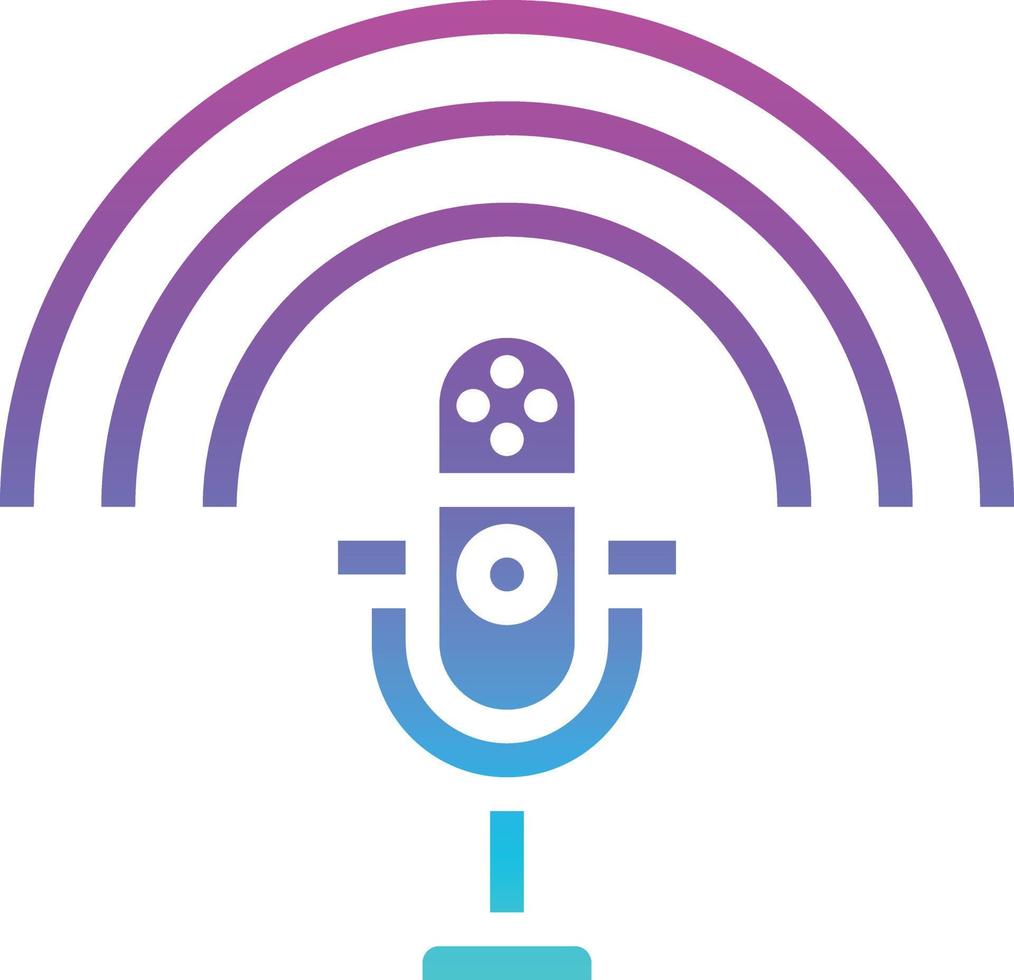 podcast microphone news speech multimedia - gradient solid icon vector