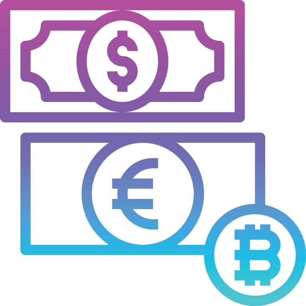 cambio de divisas dólar bitcoin - icono degradado vector