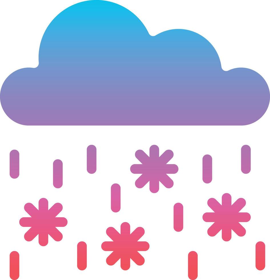 nieve lluvia lloviendo nevando cayendo - icono sólido degradado vector