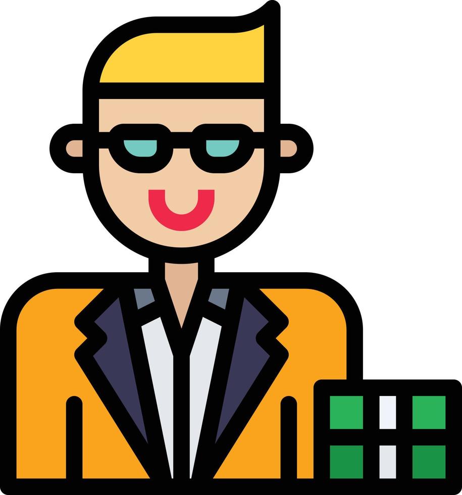 gambler casino businessman invester - filled outline icon vector