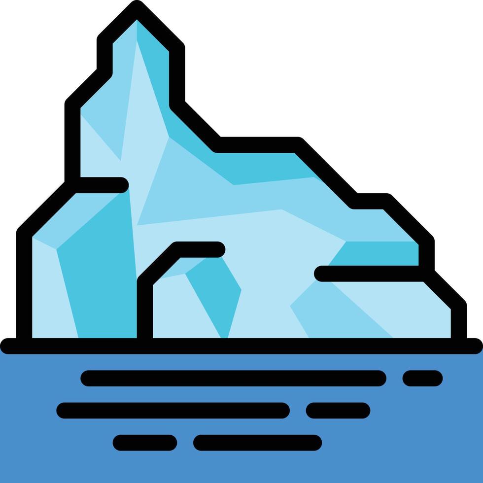 polo de invierno de hielo iceberg - icono de contorno lleno vector