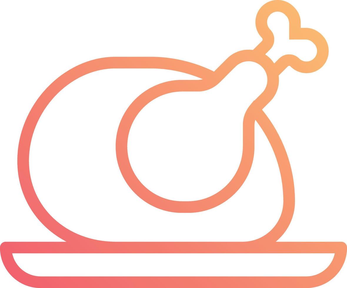 grilled chicken food - gradient icon vector