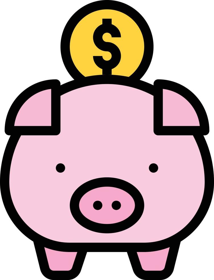 saving pig piggy bank - filled outline icon vector