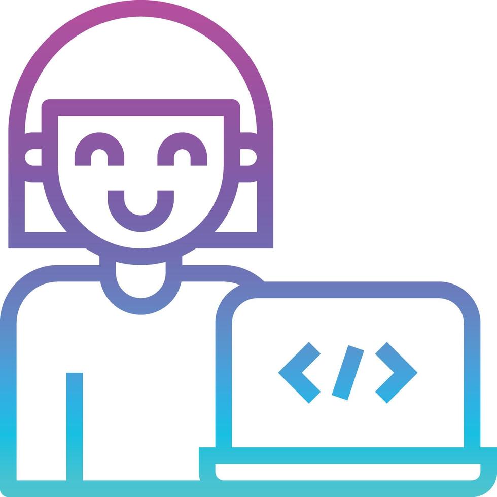 developer coding programmer software development - gradient icon vector