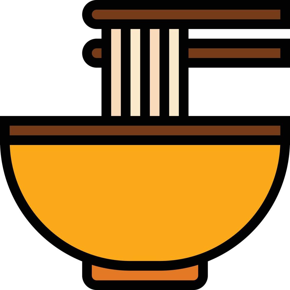 comida de fideos ramen - icono de contorno lleno vector