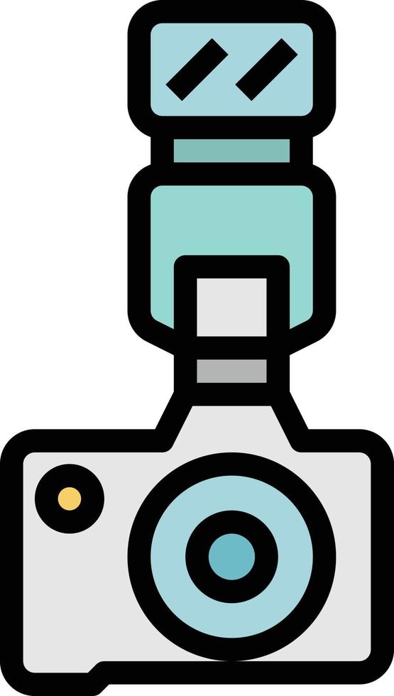 fotografía cámara flash disparar multimedia - icono de contorno lleno vector