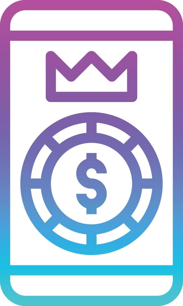 mobile casino chip king winner - gradient icon vector