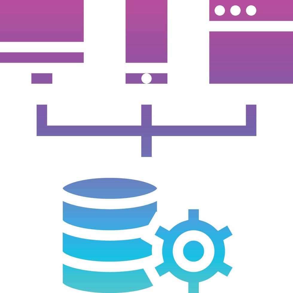 desarrollo de software de plataforma de base de datos de servicio web - icono sólido degradado vector