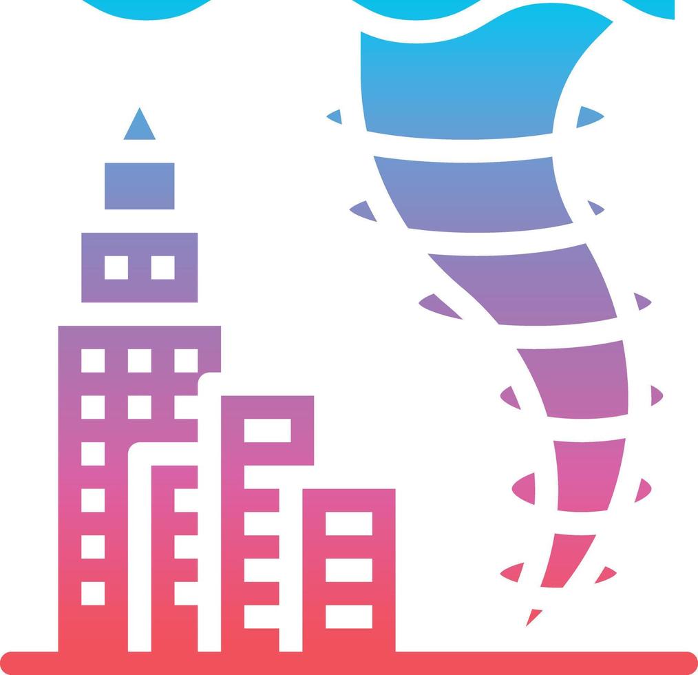 tornados strom disaster town - gradient solid icon vector