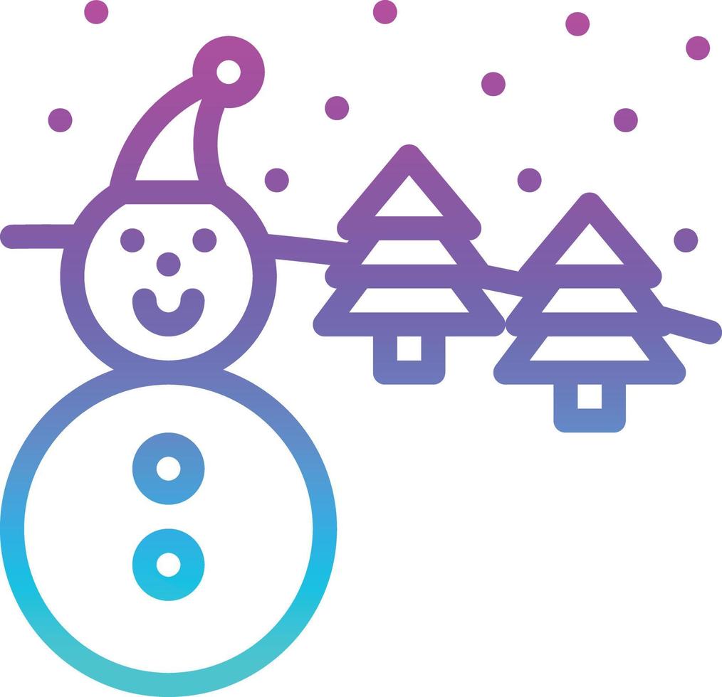 invierno muñeco de nieve nevando navidad - icono degradado vector