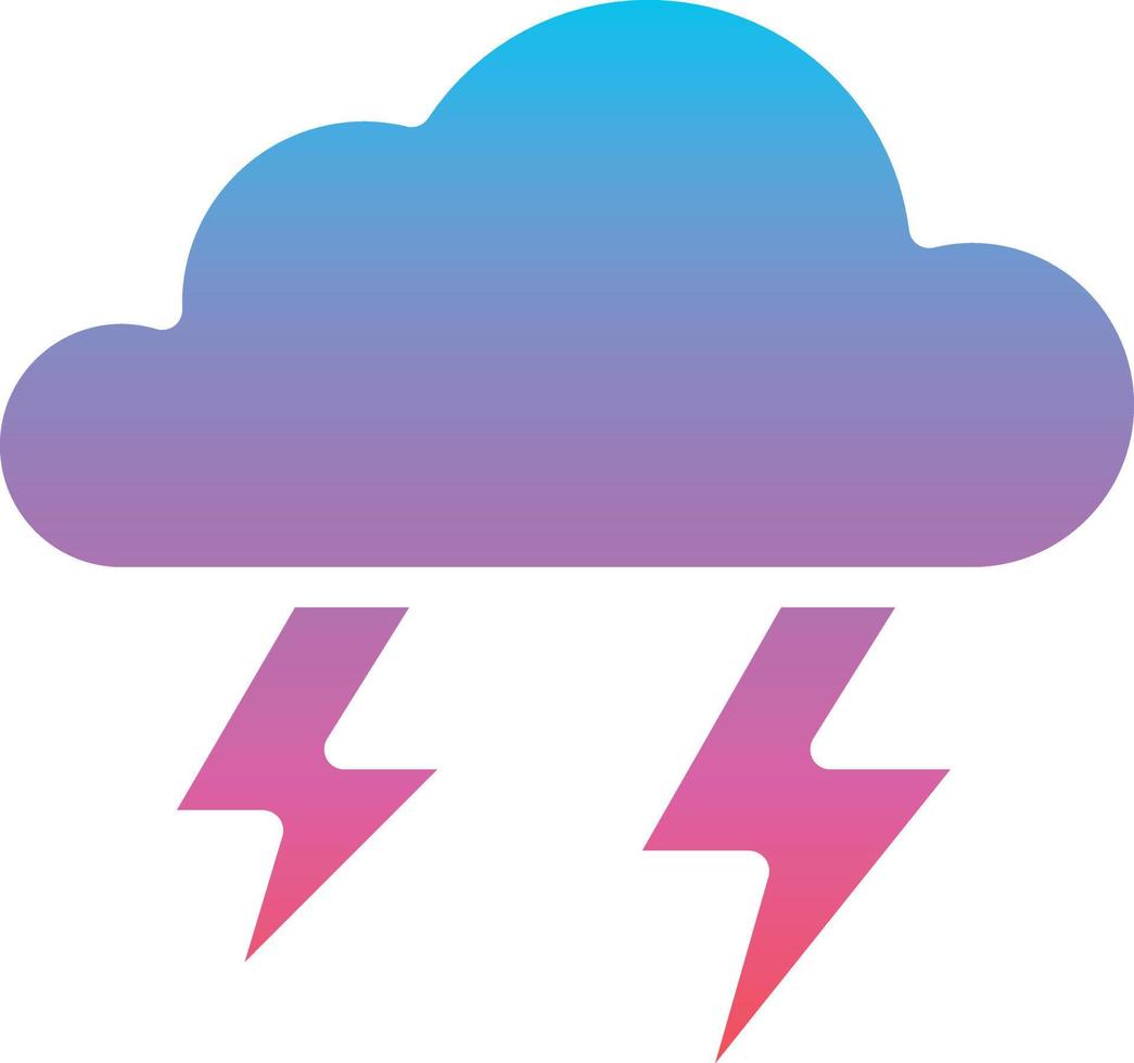 trueno strom lluvia nube chispa - icono sólido degradado vector