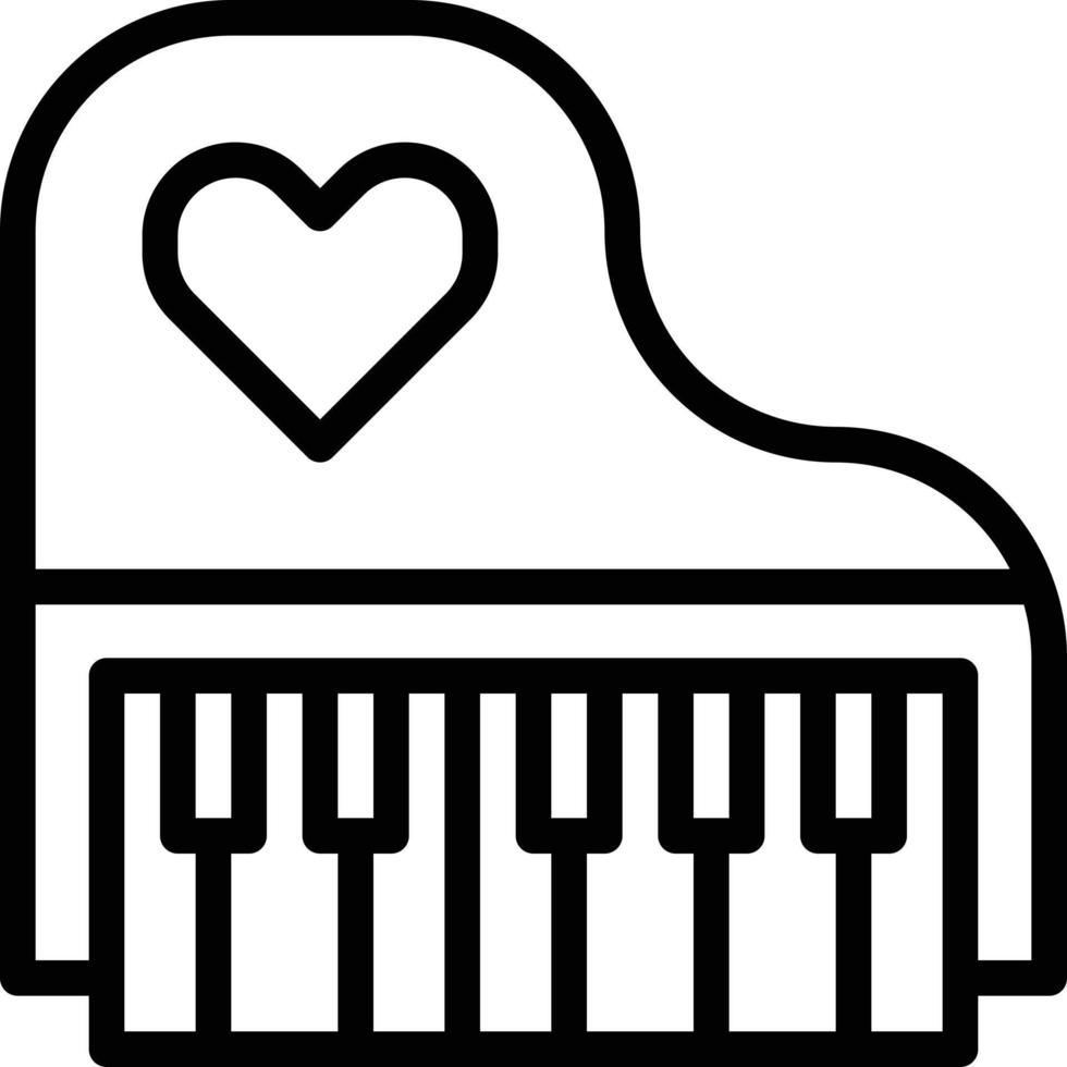 música de piano instrumento de amor instrumento musical melodía instrumento de música amor y romance - icono de contorno vector