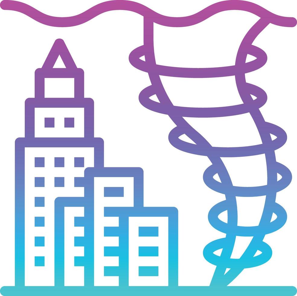 tornados strom disaster town - gradient icon vector