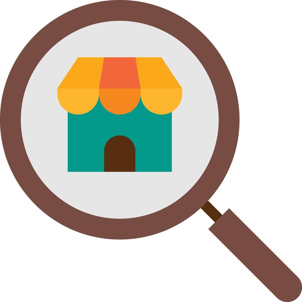 search shop magnifier house ecommerce - flat icon vector