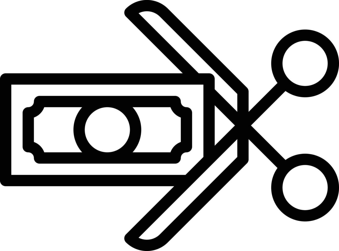 IVA de dinero de pérdida de recorte de impuestos - icono de contorno vector