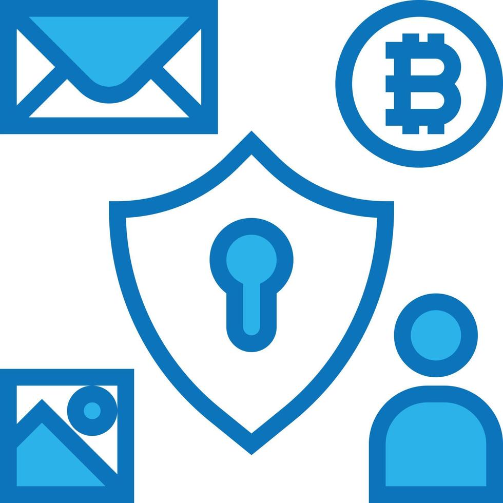 encryption data protected software development - blue icon vector