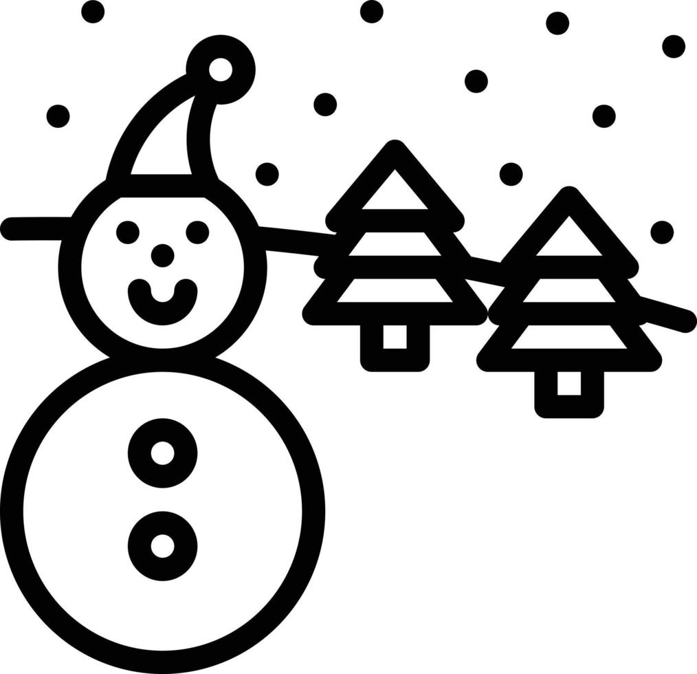 winter snowman snowing christmas - outline icon vector