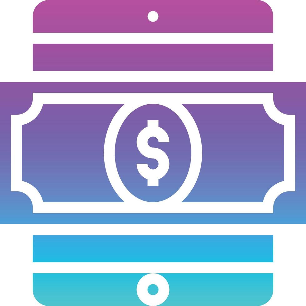 cash wallet digital tablet ecommerce - gradient solid icon vector