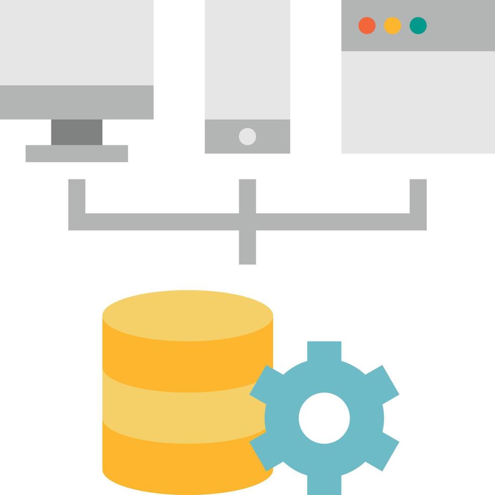 desarrollo de software de plataforma de base de datos de servicio web - icono plano vector