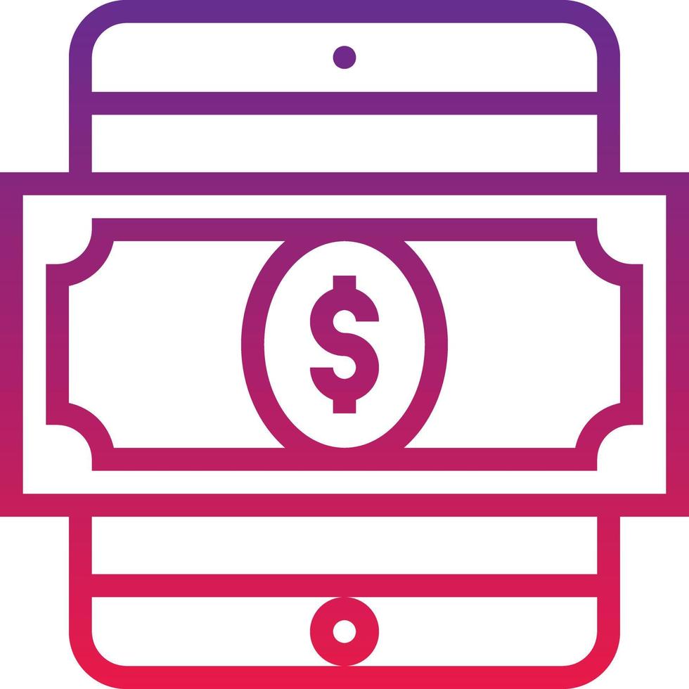 cash wallet digital tablet ecommerce - gradient icon vector