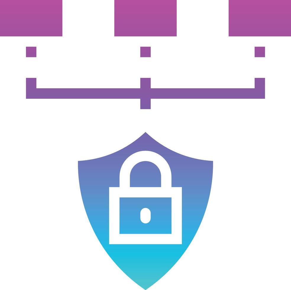 network safety protected software development - gradient solid icon vector