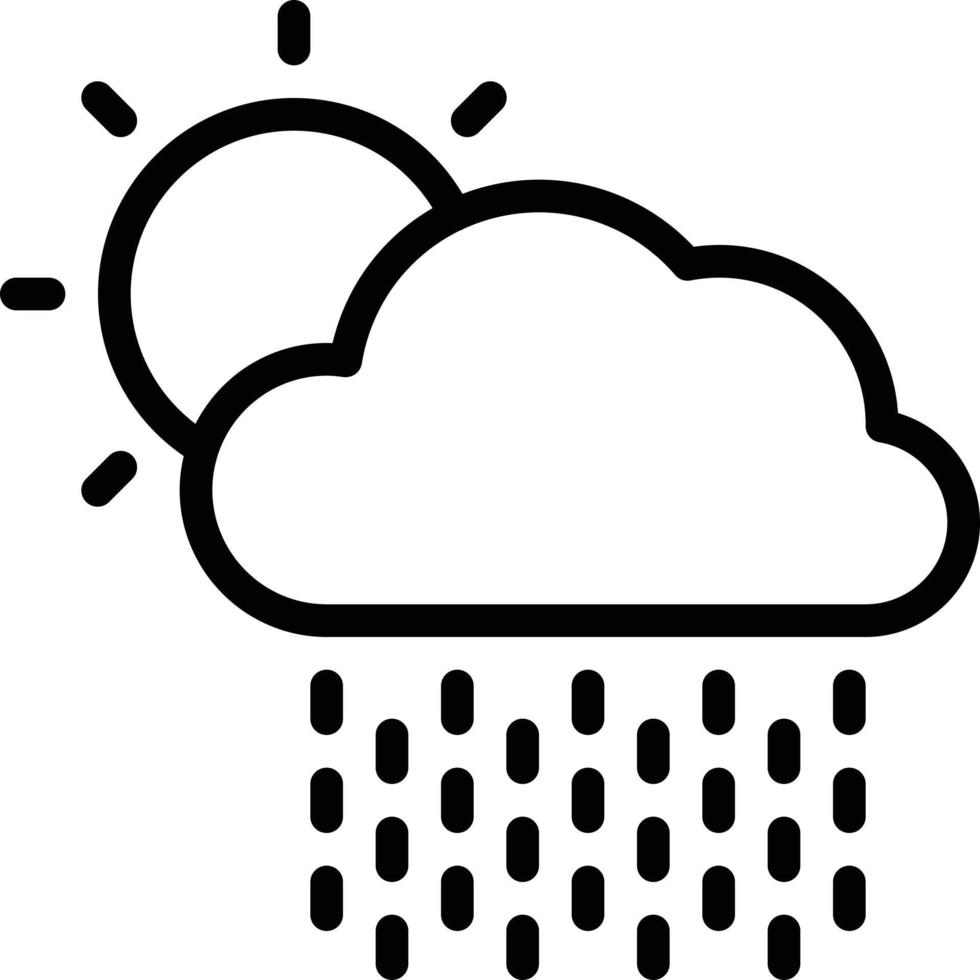 sun rain raining falling - outline icon vector