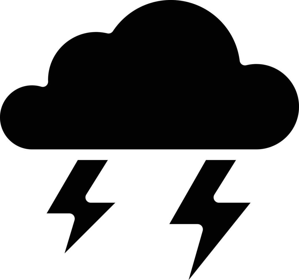 thunder strom rain cloud spark - solid icon vector