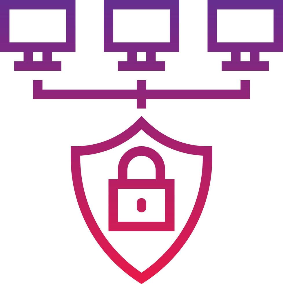 network safety protected software development - gradient icon vector