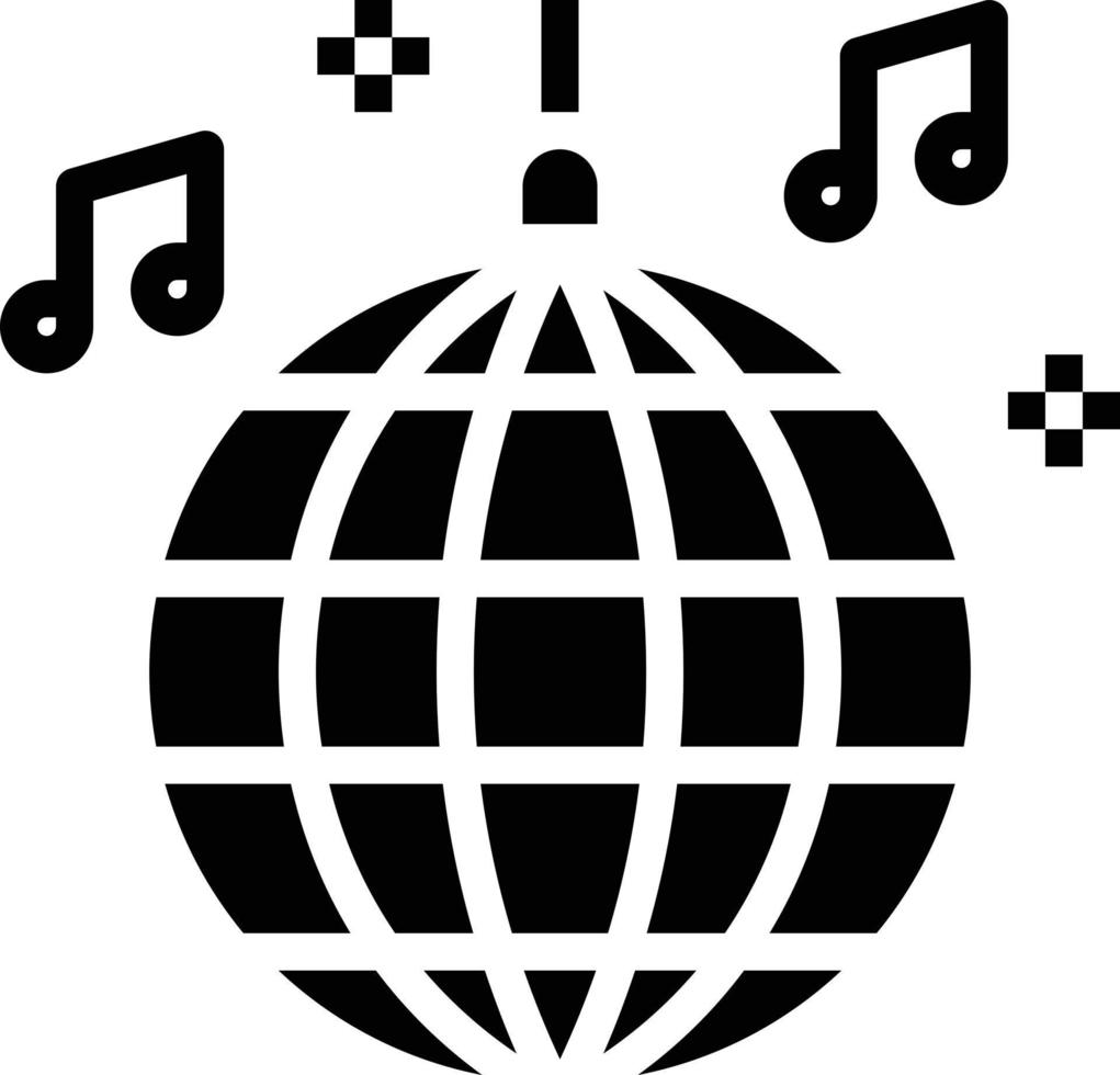 música de baile de fiesta de bola de discoteca - icono sólido vector