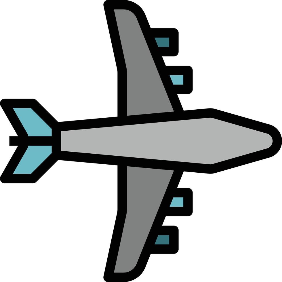 avión avión de transporte - icono de contorno lleno vector