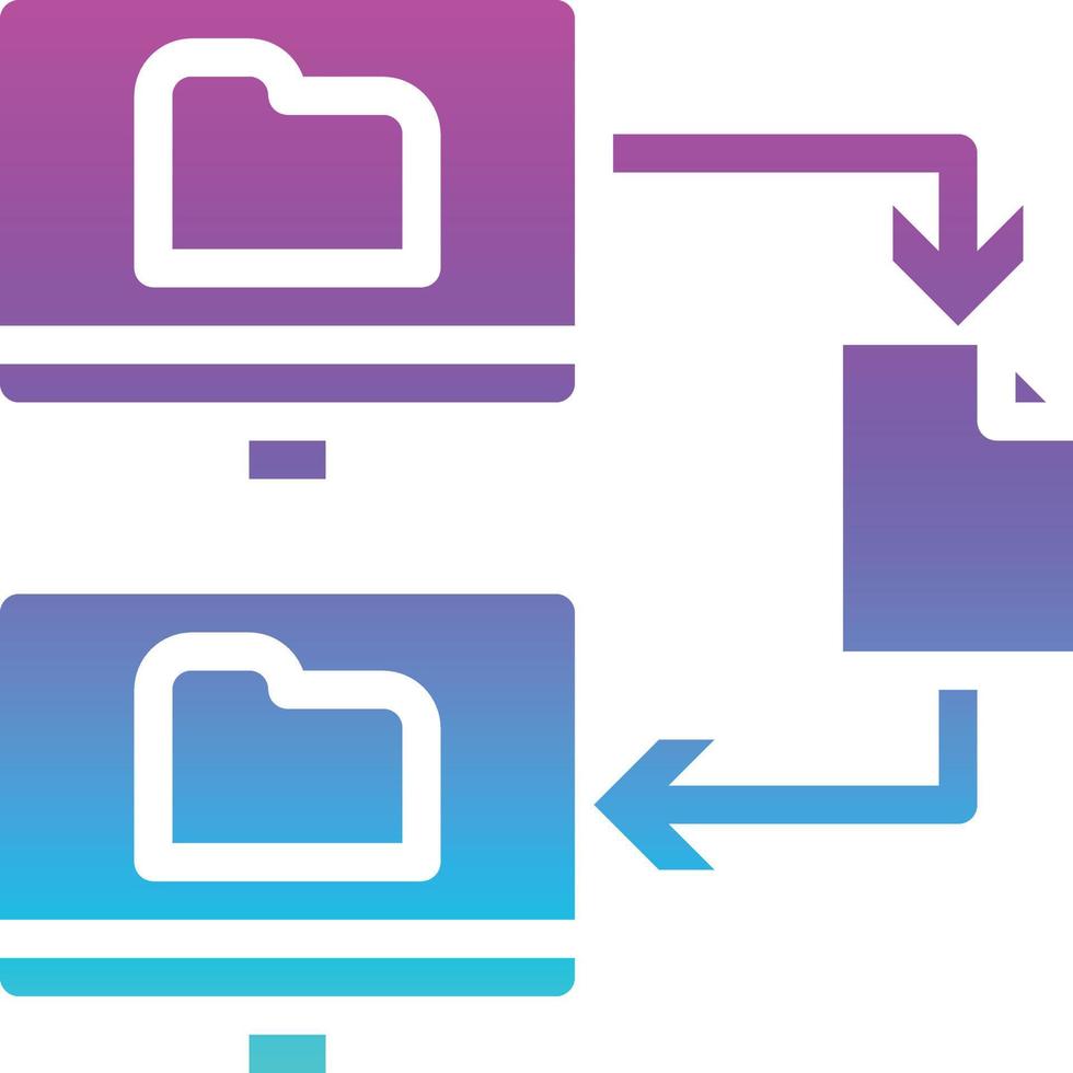 transferencia de archivos enviar redes multimedia - icono sólido degradado vector