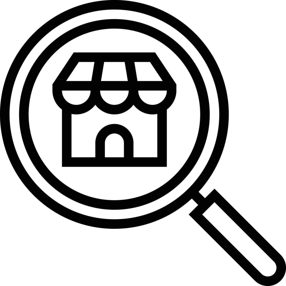 search shop magnifier house ecommerce - outline icon vector