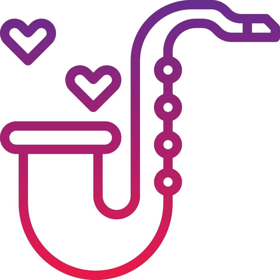saxophone music love heart saxophone wind instrument romantic music love and romance - gradient icon vector