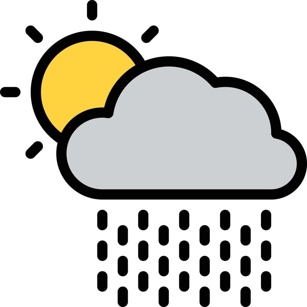 sun rain raining falling - filled outline icon vector