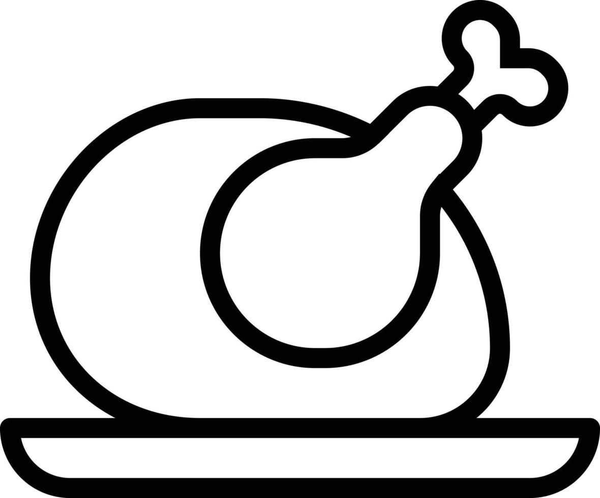 grilled chicken food - outline icon vector