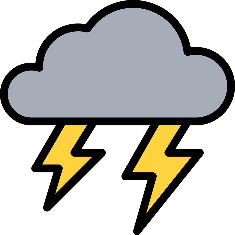 thunder strom rain cloud spark - filled outline icon vector
