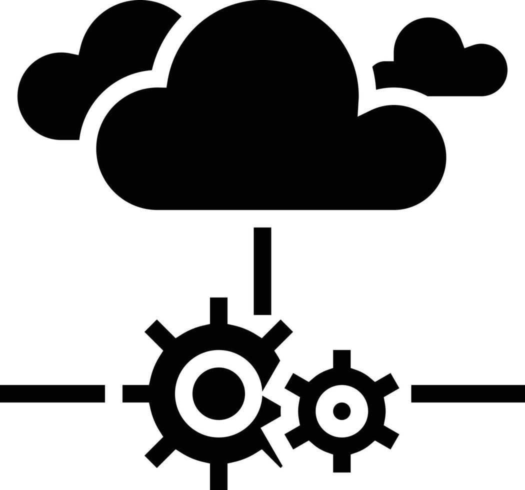 desarrollo de software de servidor de servicios en la nube - icono sólido vector