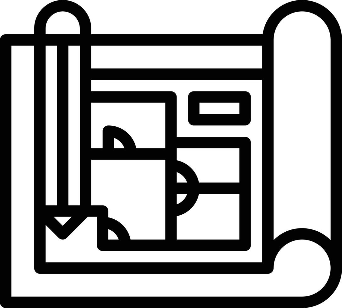 blueprint construction build - outline icon vector
