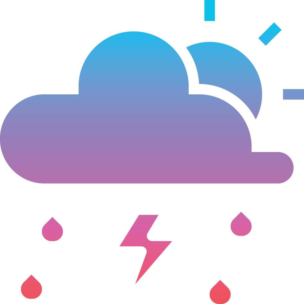 sky nature weather meteorology thunder rain storm sun - gradient solid icon vector