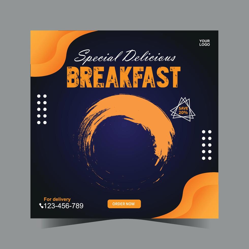 Food menu and restaurant social media post design vector