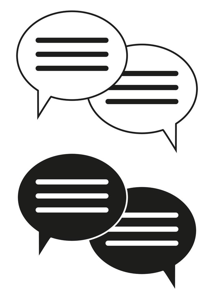 Black And White Text Message Conversation Vector Icon