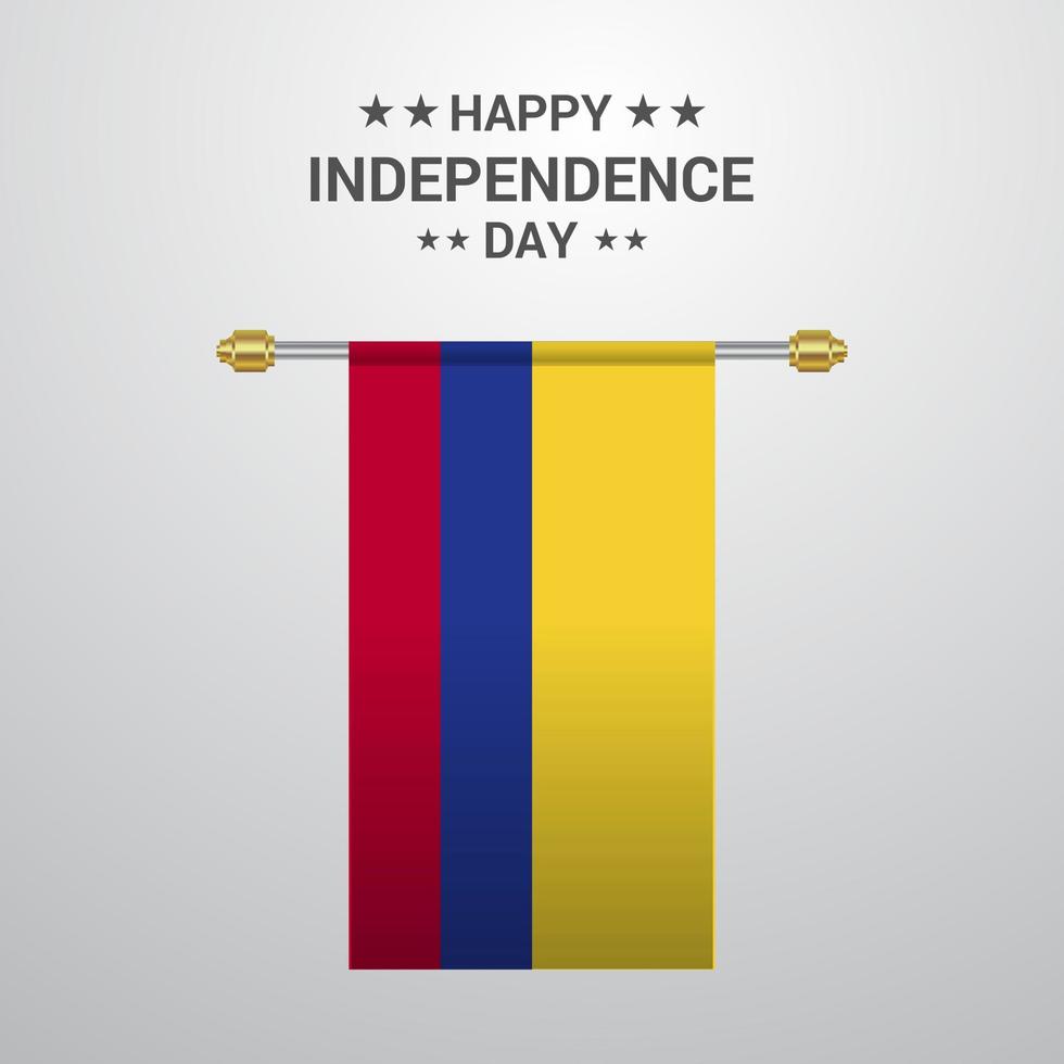 Colombia Independence day hanging flag background vector