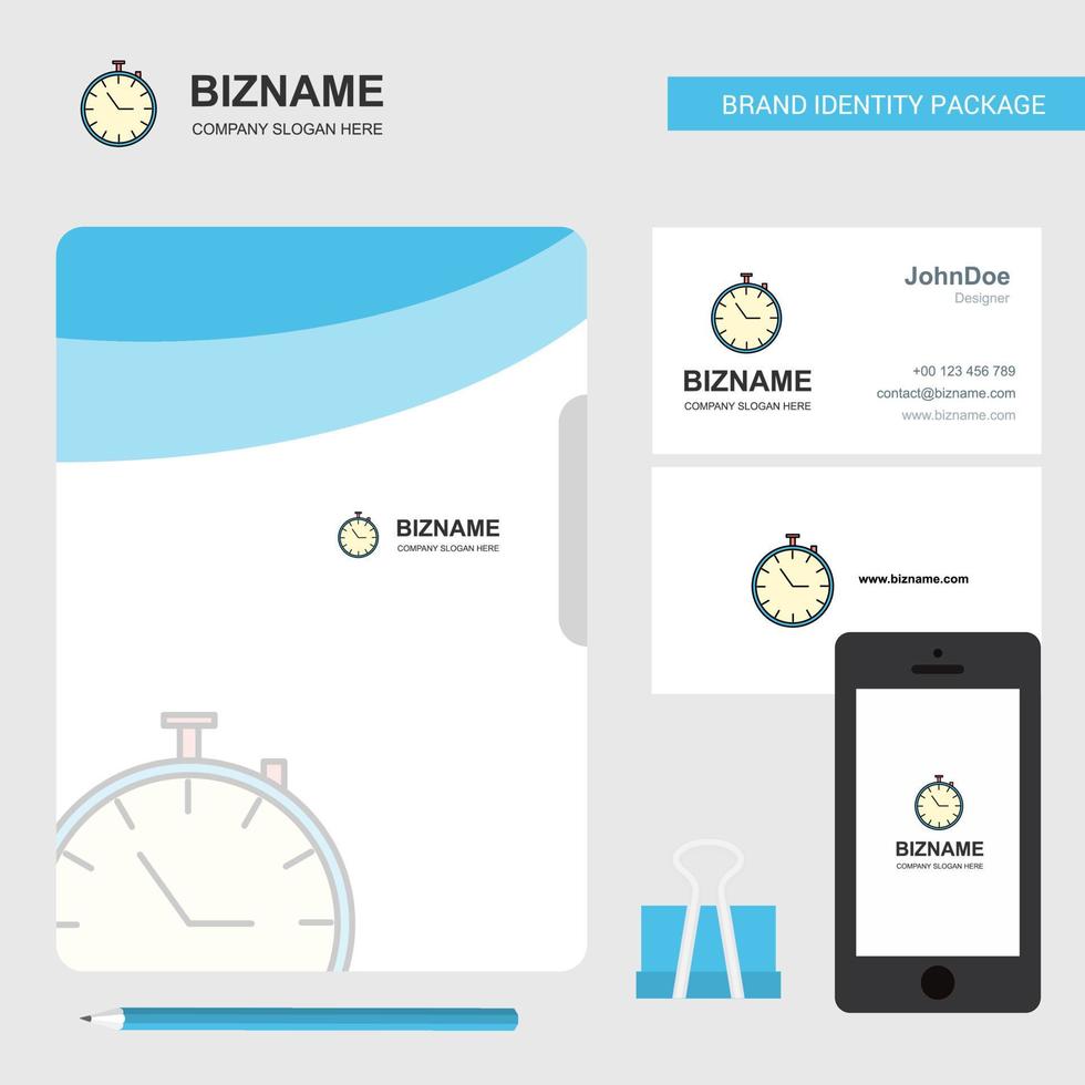 Stop watch Business Logo File Cover Visiting Card and Mobile App Design Vector Illustration