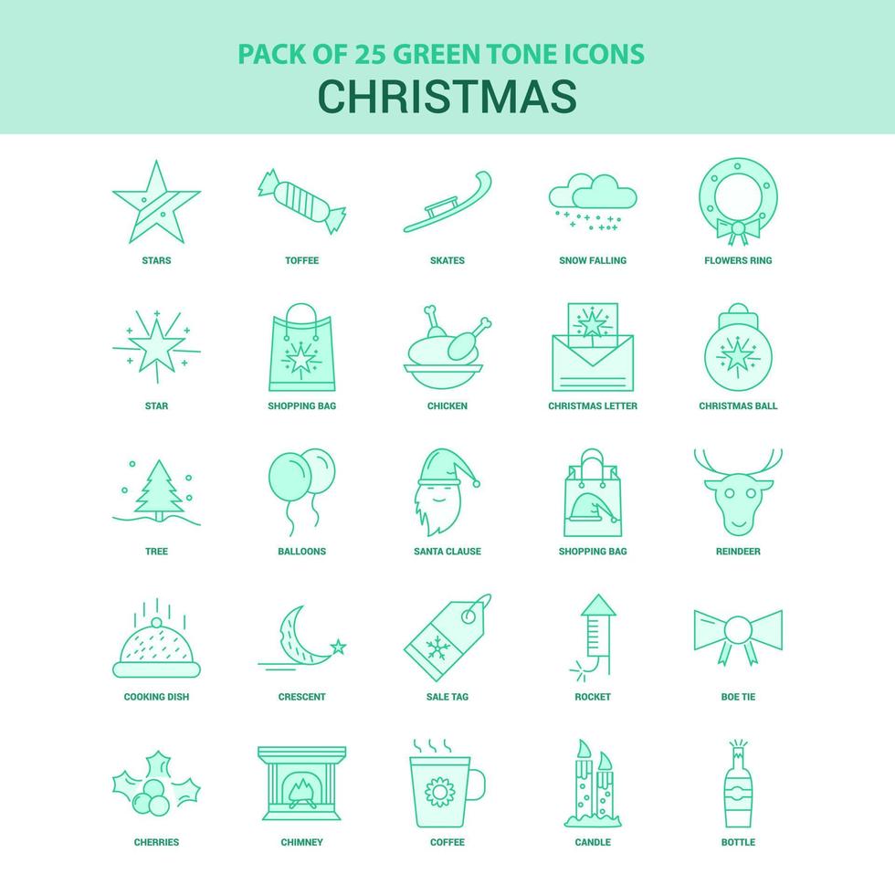 25 Green Christmas Icon set vector