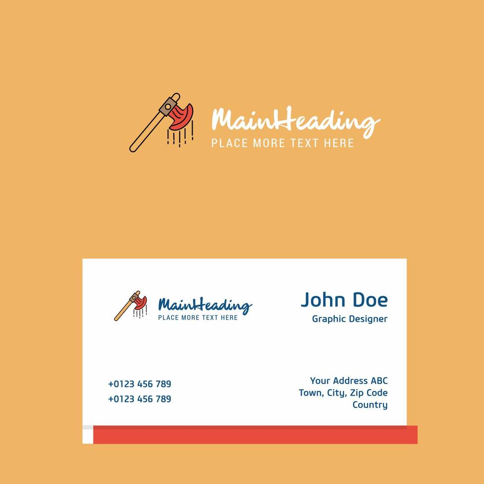 Bloody axe logo Design with business card template Elegant corporate identity Vector