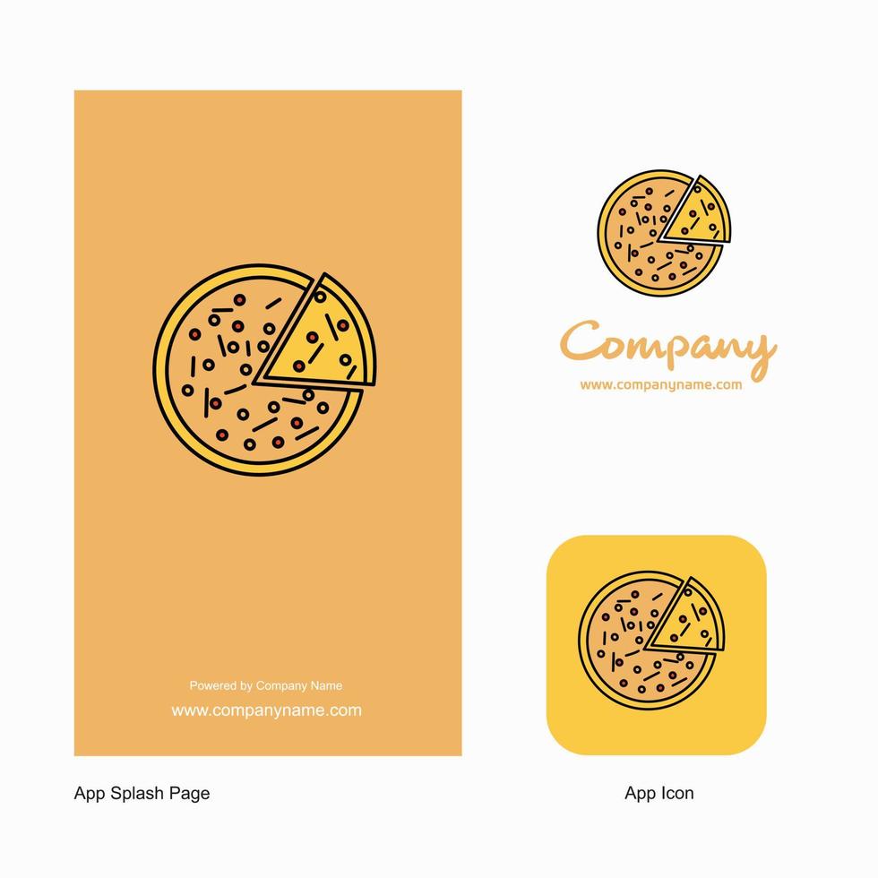 icono de la aplicación del logotipo de la empresa de pizza y diseño de la página de presentación elementos de diseño de aplicaciones comerciales creativas vector