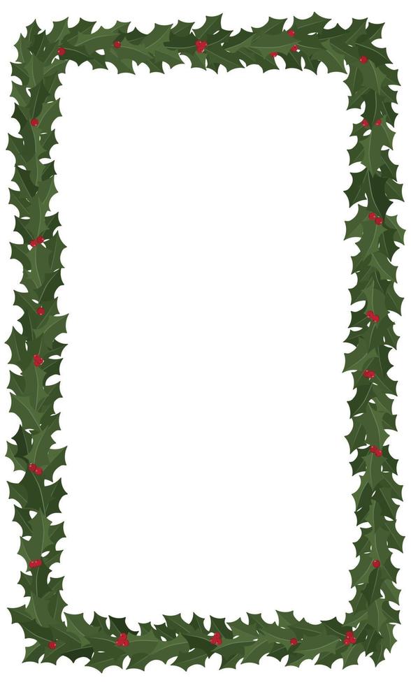 Festive Christmas decorations with holly leaves, red berries and red bows. Isolated on white background. Illustration for Christmas and New Year design. vector