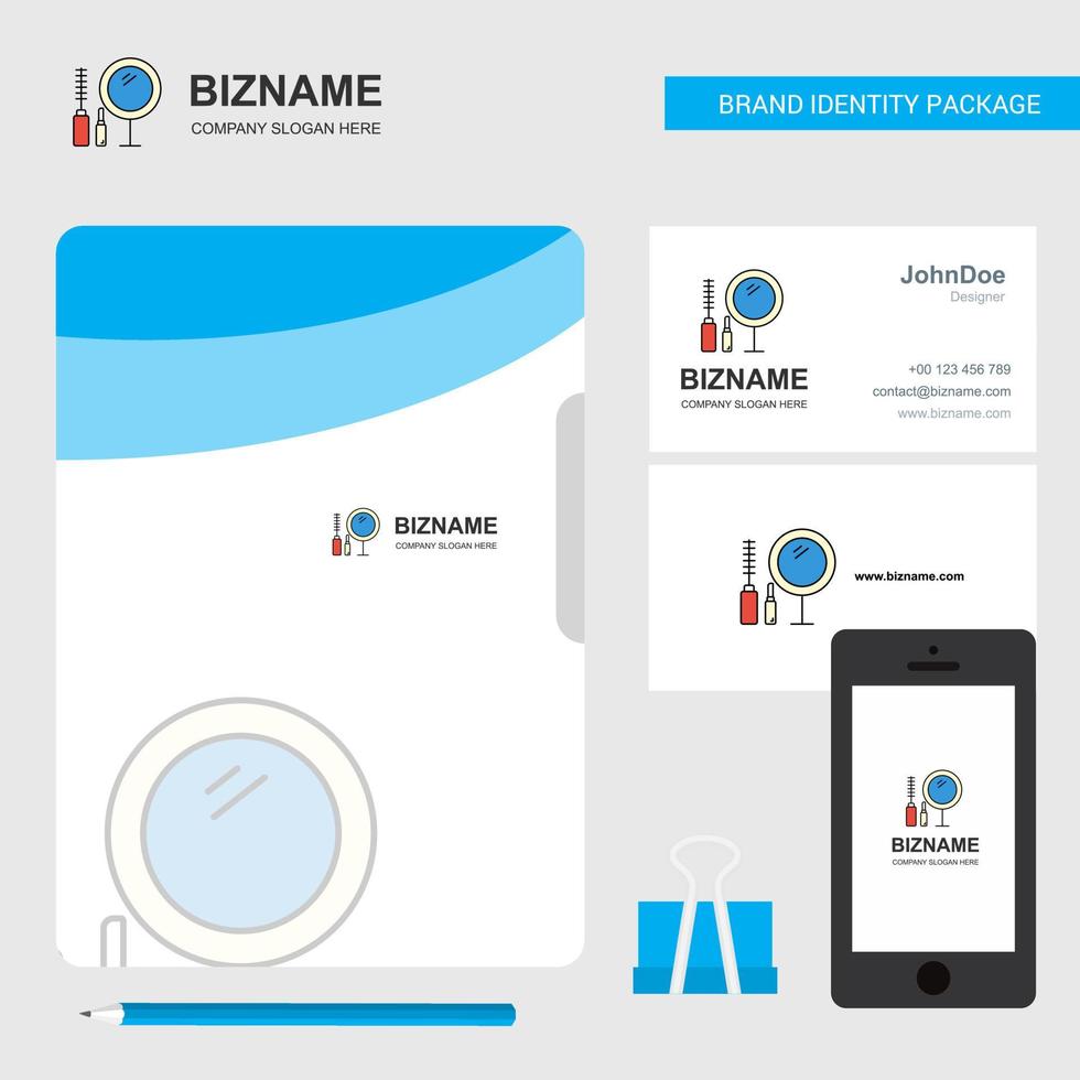 tarjeta de visita de portada de archivo de logotipo de negocio de maquillaje e ilustración de vector de diseño de aplicación móvil