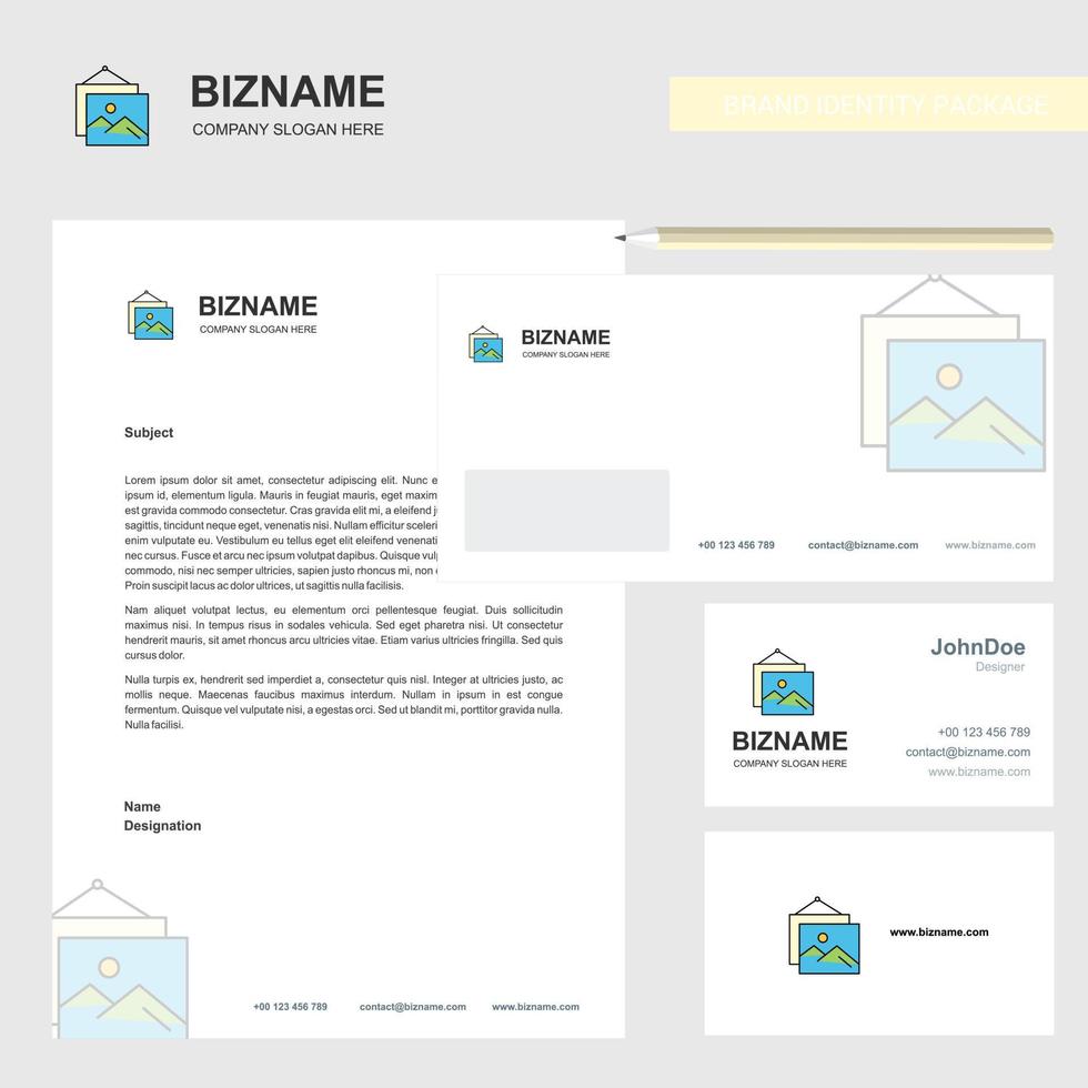 Image frame Business Letterhead Envelope and visiting Card Design vector template